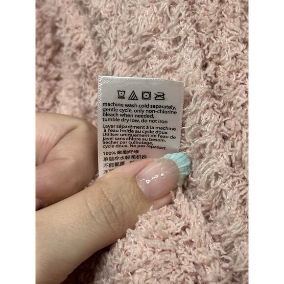 Barefoot Dreams Cozychic Fuzzy Pink Long Heavy Robe With Belt Adult Size 2 - Picture 6 of 7